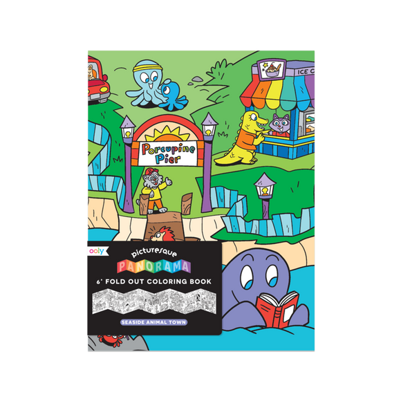 Picturesque Panorama Coloring Book - Seaside Animal Town 全景觀填色畫冊 - 海邊動物村莊