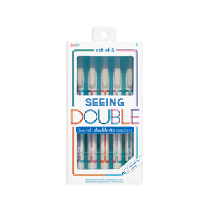 Seeing Double Fine Felt Double Tip Markers - Set of 5 | 雙線雙色1mm針筆 (5支裝）