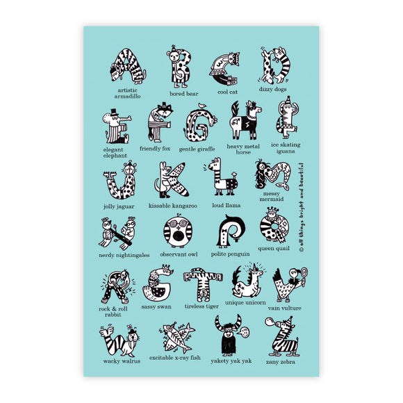 A to Z animals Postcard 英文字母動物明信片 - The Tree Stationery & Co. 大樹文房