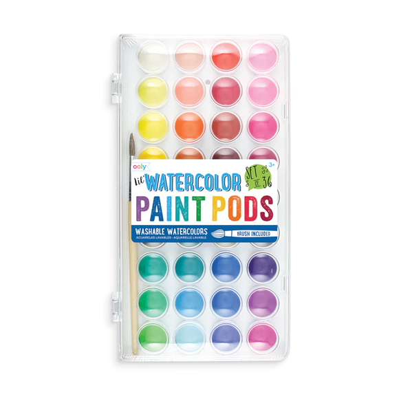 lil' Watercolor Paint Pods - Set of 36 (Brush Included)