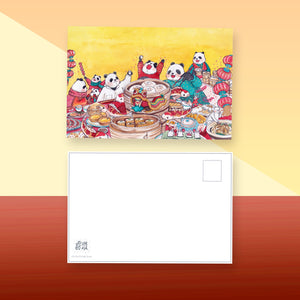 Postcard - 茶樓熊貓