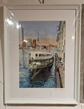 Evening Ferry - A4 Art Print in White Frame