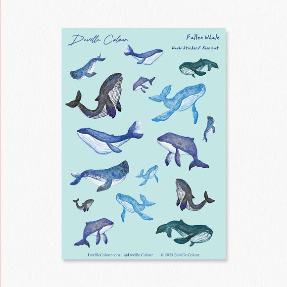 A6 Washi Sticker Sheet - Fallen Whale | A6和紙貼紙 - 鯨落
