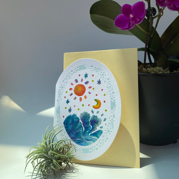 Oval Greeting Card - Sun・Moon | 橢圓形心意卡 - 晝夜星辰