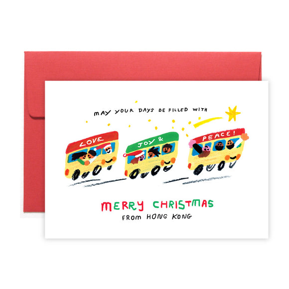 Minibus Christmas Card 紅色綠色小巴聖誕卡