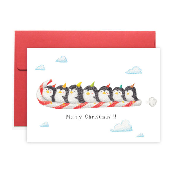 Candy Cane Christmas Card 企鵝糖果聖誕卡