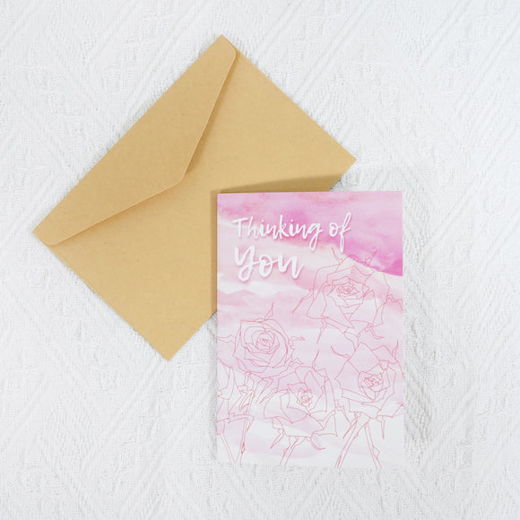 【Thinking Of You】Watercolour Blessing Greeting Card with Envelope