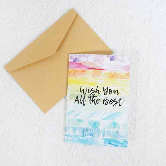 【Wish You All The Best】Watercolour Blessing Greeting Card with Envelope