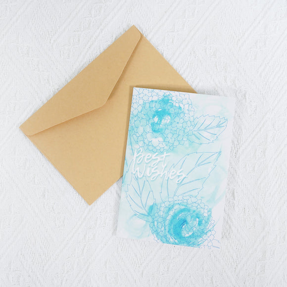 【Best Wishes】Watercolour Blessing Greeting Card with Envelope