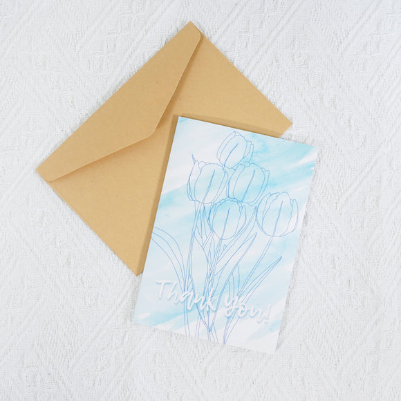 【Thank You】Watercolour Blessing Greeting Card with Envelope