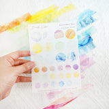 A6 Washi Sticker Sheet - Watercolour Dot | A6和紙貼紙 - 水彩點點