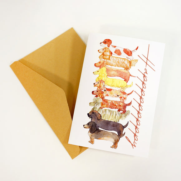 Sausage Dog Happy Greeting Card with Envelope