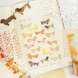 A6 PET Sticker Sheet - Sausage Dog Dachshund | A6防水PET白墨貼紙 - 腸仔狗