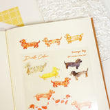 A6 PET Sticker Sheet - Sausage Dog Dachshund | A6防水PET白墨貼紙 - 腸仔狗
