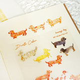A6 PET Sticker Sheet - Sausage Dog Dachshund | A6防水PET白墨貼紙 - 腸仔狗