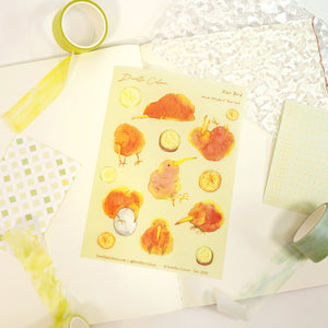 A6 Washi Sticker Sheet - Kiwi Bird | A6和紙貼紙 - 奇異鳥