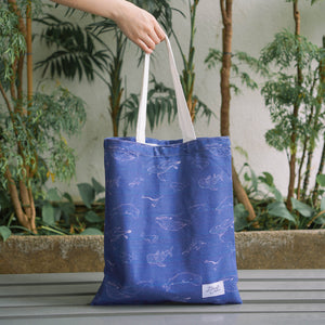 Tote Bag - Whale Does It Belong (Dark Blue w/ White Line) 鯨歸何處（深藍白線條）