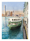 Evening Ferry - A4 Art Print in White Frame