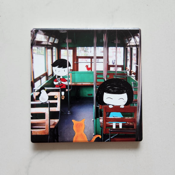 Happy Tram Ceramic Coaster 藍藍老香港杯墊系列 -叮叮