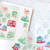 A6 Washi Sticker Sheet - Panda HK Transport  | A6和紙貼紙 - 彩虹熊貓香港交通