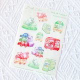 A6 Washi Sticker Sheet - Panda HK Transport  | A6和紙貼紙 - 彩虹熊貓香港交通