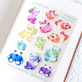 A6 PET Sticker Sheet - Rainbow Panda | A6防水PET白墨貼紙 -  彩虹熊貓