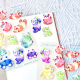 A6 PET Sticker Sheet - Rainbow Panda | A6防水PET白墨貼紙 -  彩虹熊貓