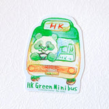 Waterproof vinyl sticker - Panda HK Green Minibus