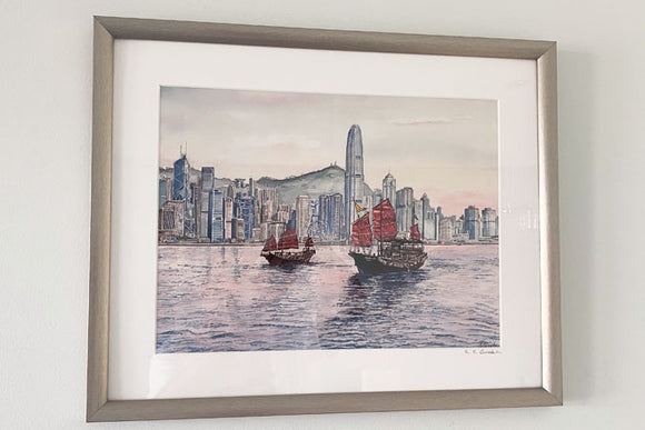 Sunset Sails - A3 Art Print in Silver Frame