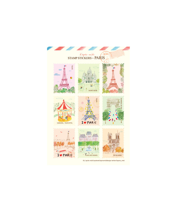 Stamp stickers Paris 01 (Set of 9)