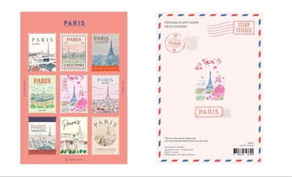 Stamp stickers Paris 02 (Set of 9)