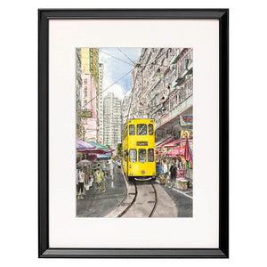 Yellow Ding Ding - A4 Art Print in Black Frame