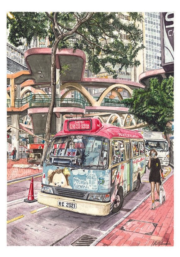 Art Print - Red Mini Bus