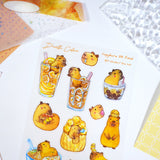 A6 PET Sticker Sheet - Capybara HK Food | A6防水PET白墨貼紙 - Capybara HK Food
