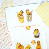 A6 PET Sticker Sheet - Capybara HK Food | A6防水PET白墨貼紙 - Capybara HK Food