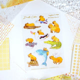 A6 PET Sticker Sheet - Capybara's Ride | A6防水PET白墨貼紙 - Capybara's Ride