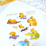 A6 PET Sticker Sheet - Capybara's Ride | A6防水PET白墨貼紙 - Capybara's Ride