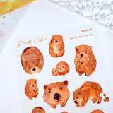 A6 PET Sticker Sheet - Wombat | A6防水PET白墨貼紙 - 袋熊