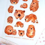 A6 PET Sticker Sheet - Wombat | A6防水PET白墨貼紙 - 袋熊