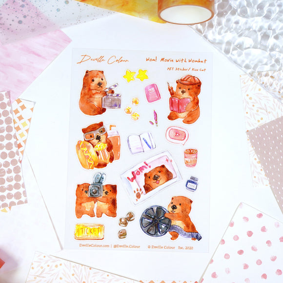 A6 PET Sticker Sheet - WOM! Let's Movie | A6防水PET白墨貼紙 - WOM! Let's Movie