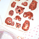 A6 Washi Sticker Sheet - Wombat | A6和紙貼紙 - 袋熊