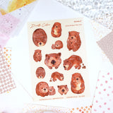 A6 Washi Sticker Sheet - Wombat | A6和紙貼紙 - 袋熊