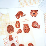 A6 Washi Sticker Sheet - Wombat | A6和紙貼紙 - 袋熊