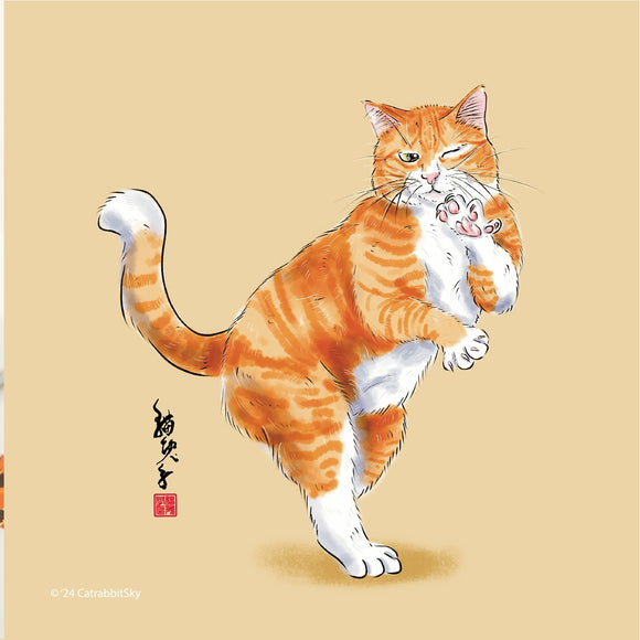 貓兔子 A5 Art Print - Yellow Cat