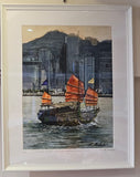 Crimson Sails - A3 Art Print (In White Frame)