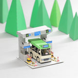 FingerART Paper Art Model with Plastic Box - Green Minibus | FingerART紙藝模型連展示盒 - 綠VAN隧道收費亭