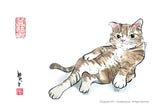 水墨畫貓明信片18 張套裝 (系列2) Chinese Ink Painting Cat Postcard Set of 18 (Series 2)