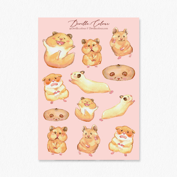 A6 Washi Sticker Sheet - Lovely Hamster | A6和紙貼紙 - 可愛倉鼠