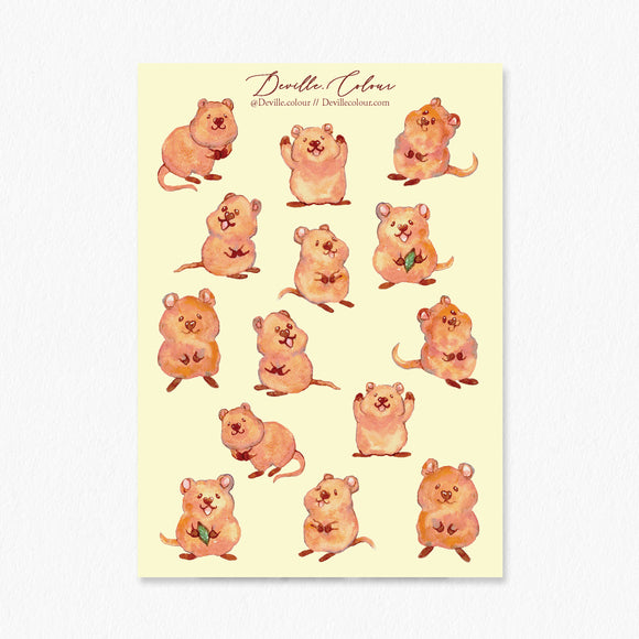 A6 Washi Sticker Sheet - Cute Quokka | A6和紙貼紙 - 笑笑短尾鼠