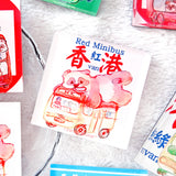 Acrylic fridge magnet - Panda HK Red Minibus